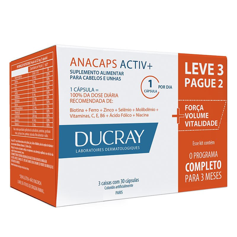 Ducray Anacaps Activ 3 Caixas com 30 Cápsulas cada