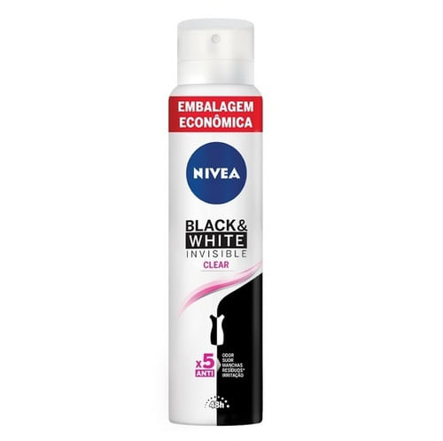 Desodorante Antitranspirante Feminino Nivea Invisible Black & White Clear aerossol, 1 unidade com 20