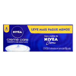 Sabonete Nivea Creme Care barra com 90g, leve 6 pague 5
