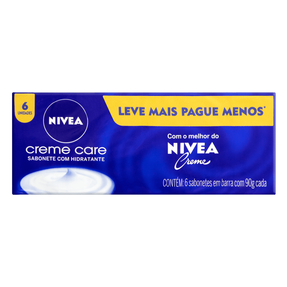 Sabonete Nivea Creme Care barra com 90g, leve 6 pague 5