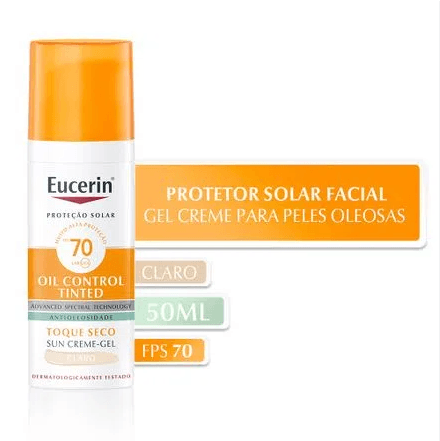 Protetor Solar Facial FPS70 Eucerin Oil Control Tinted Claro 50G