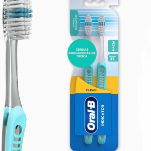 Escova Dental Oral-B Indicator Plus Nº 35 Macia, 1 Unidade, Azul Kit 2 Unidades Escova Nº 35