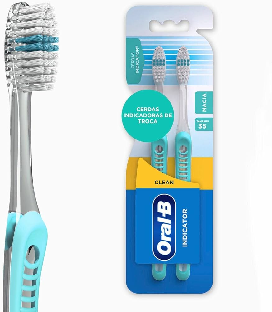 Escova Dental Oral-B Indicator Plus Nº 35 Macia, 1 Unidade, Azul Kit 2 Unidades Escova Nº 35