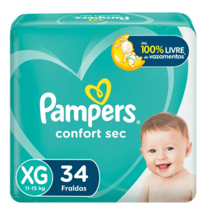 Fralda Pampers Confort Sec XG, 34 Unidades