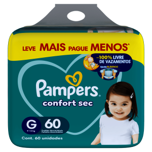 Fralda Descartável Pampers Confort Sec G com 60 Unidades