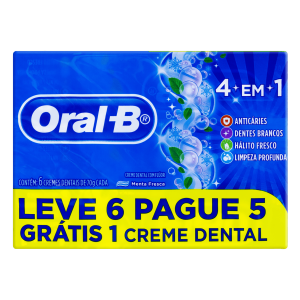 Pack Creme Dental Menta Fresca Oral-B Caixa 70G Cada Leve 6 Pague 5 Unidades