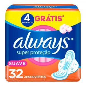 Absorvente Always Super Proteção Cobertura Suave com Abas 32 Unidades