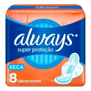 Absorvente Always Super Protecao Cobertura Seca com Abas 8 Unidades