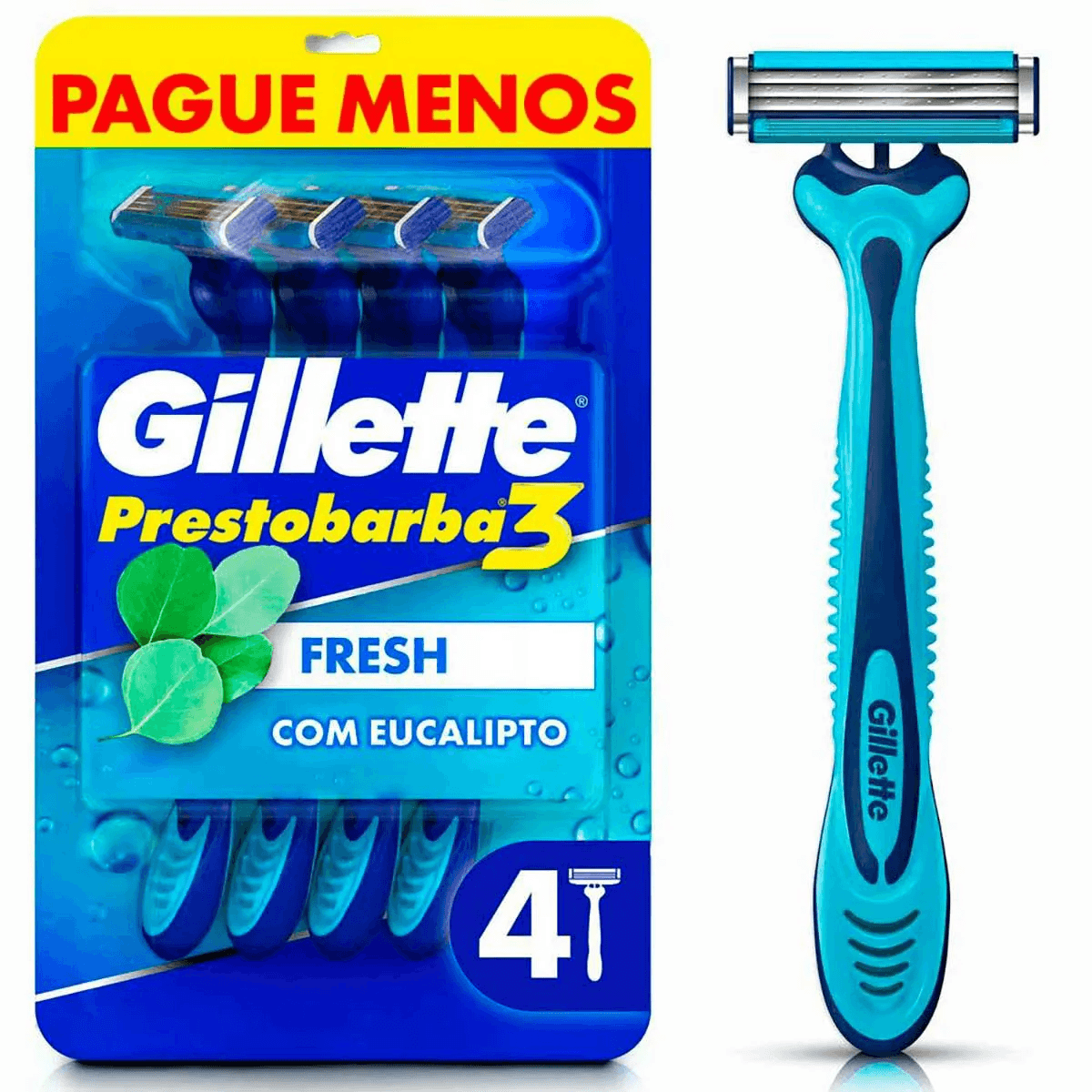 Aparelho de Barbear Descartável Gillette Prestobarba 3 Fresh com 4 Unidades