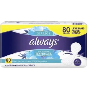 Protetor Diário Always Respirável Sem Perfume 80 unidades