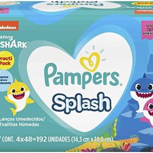 Pack Lenço Umedecido Baby Shark Pampers Splash Pacote 4 Unidades