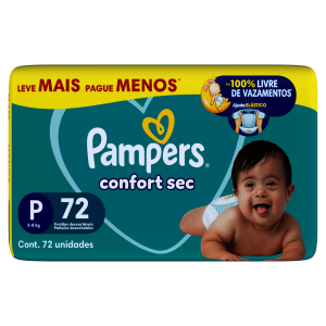 Fralda Descartável Pampers Confort Sec P Leve Mais Pague Menos 72 Unidades