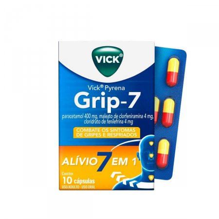 Vick Pyrena Grip-7 4MG + 4MG + 400MG Cápsula Dura - Caixa com 10 Cápsulas