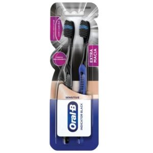 Escova Dental Oral-B Indicator Black Sensitive extra macia, sortida com 2 unidades