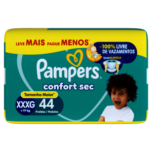 Fralda Descartável Pampers Confort Sec XXXG Leve Mais Pague Menos 44 Unidades