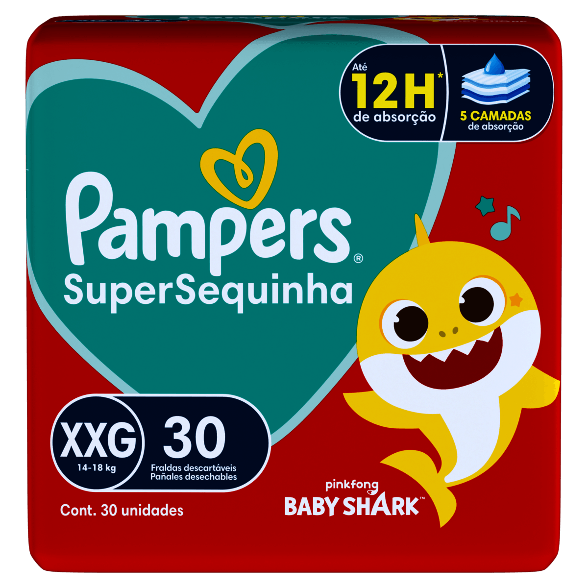 Pampers Supersec Fralda Descartável XXG Pacote Mega 30 Unidades