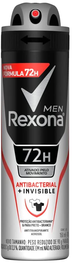 Desodorante Masculino Rexona Motionsense Antibacterial Invisible Aerosol, 150ml