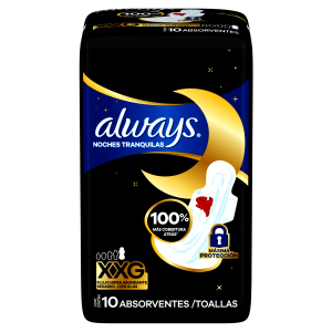 Absorvente Always Noites Tranquilas Cobertura Seca XXG com Abas 10 Unidades