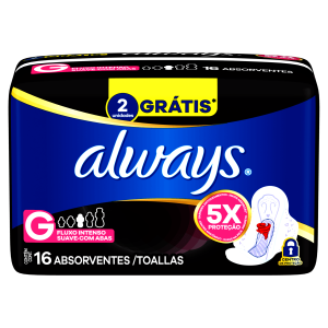 Absorvente Always Noites Tranquilas Cobertura Suave G com Abas 16 Unidades