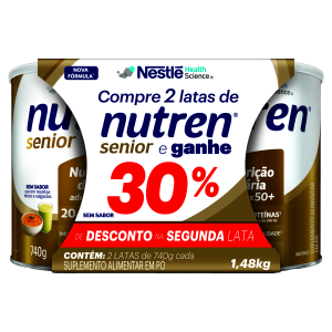 Pack Nutren Senior Sem Sabor Lata 1,48kg (2 Latas de 740g) 30% de Desconto na Segunda Lata