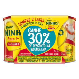 Pack Fórmula Infantil Ninho Fases 1+ Lata 1,6Kg 2 Unidades Grátis 30% De Desconto Na Segunda Lata