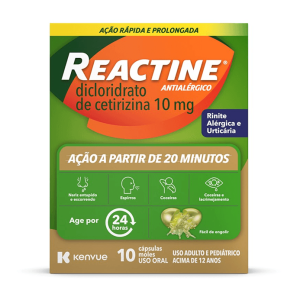Reactine 10MG Cápsula gel mole - Caixa com 10 Cápsulas