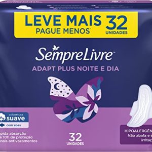 Absorvente Sempre Livre Adapt Plus Noite e Dia Com Abas Suave, Leve 32 Pague 24