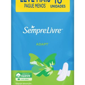 Absorvente Adapt Cobertura Suave Sempre Livre com Abas 16 Unidades