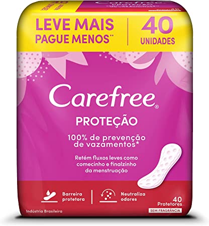 Protetor Diario Carefree Neutralize Sem Perfume com 40 Unidades