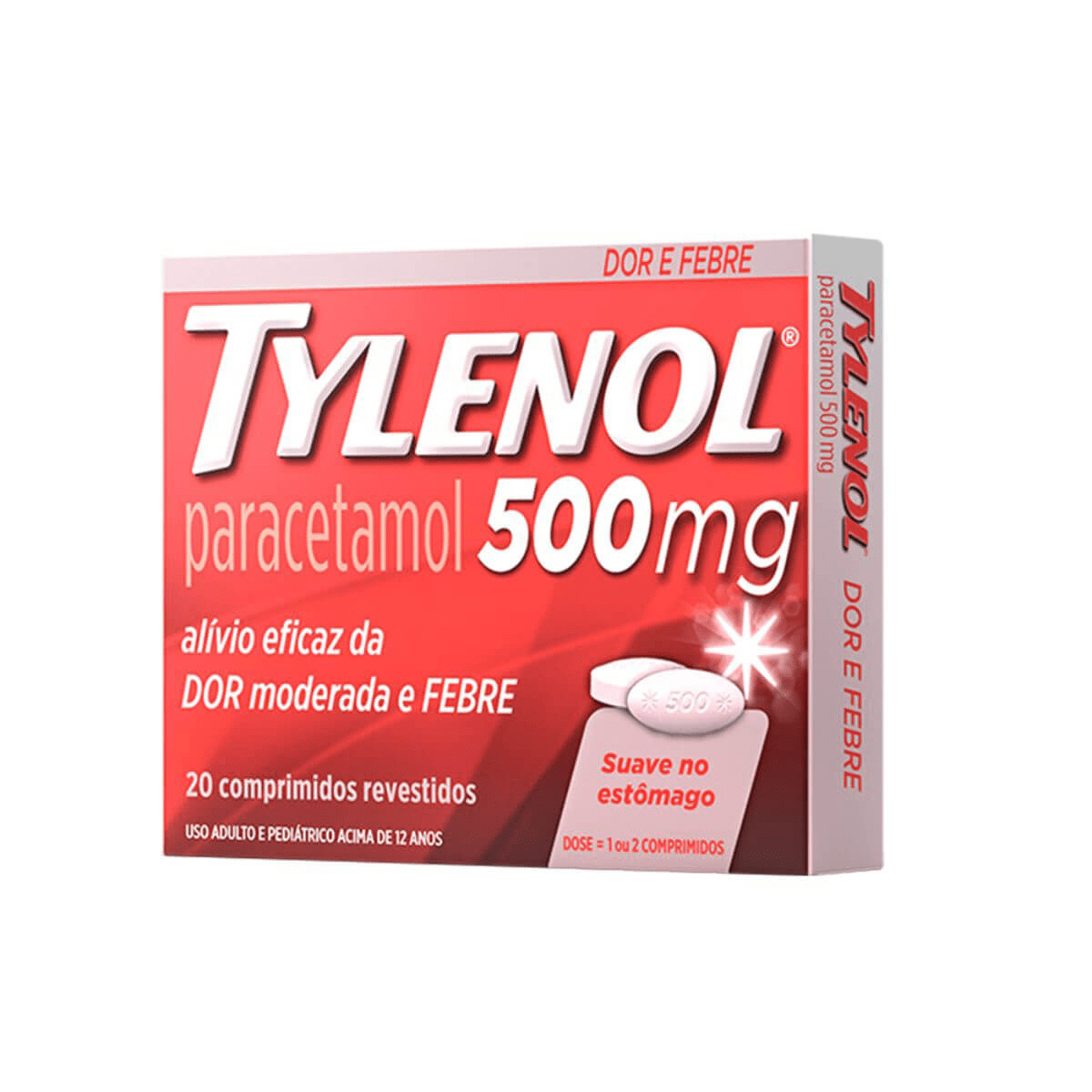 Tylenol 500mg Caixa com 20 Comprimidos Revestidos