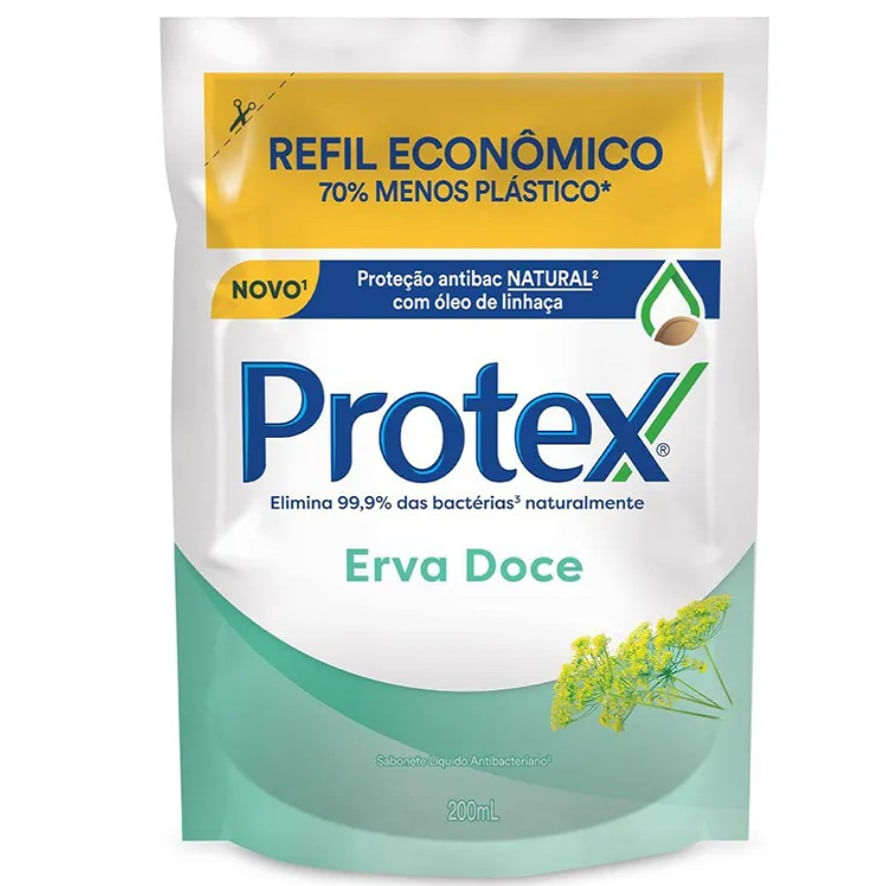 Sabonete Antibacteriano Protex erva-doce, refil, líquido, 1 unidade com 200mL