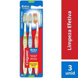 Escova Dental Média Colgate Extra Clean 3 Unidades
