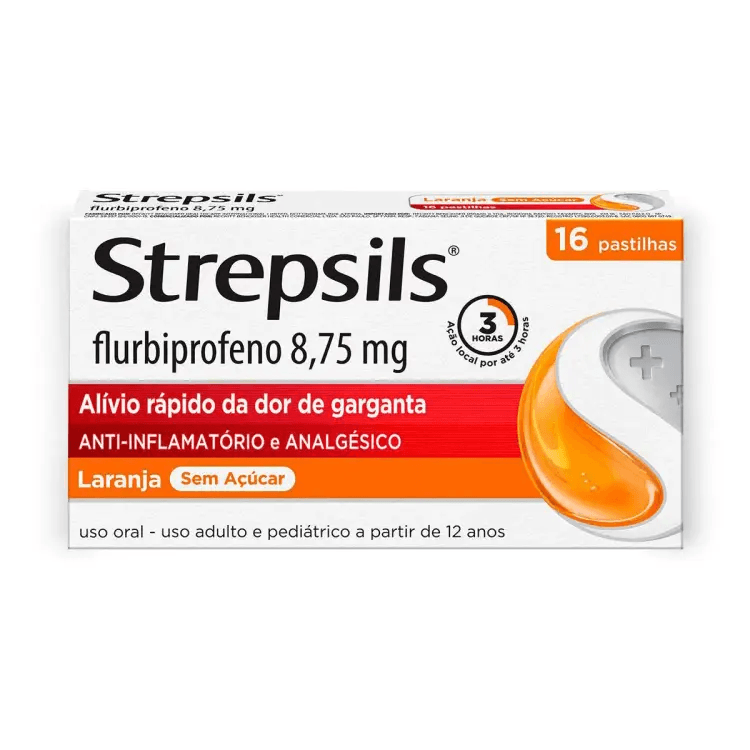 Strepsils 8,75mg Sabor Laranja - Caixa com 16 Pastilhas