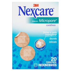 Curativo Nexcare Micropore redondos com 20 unidades