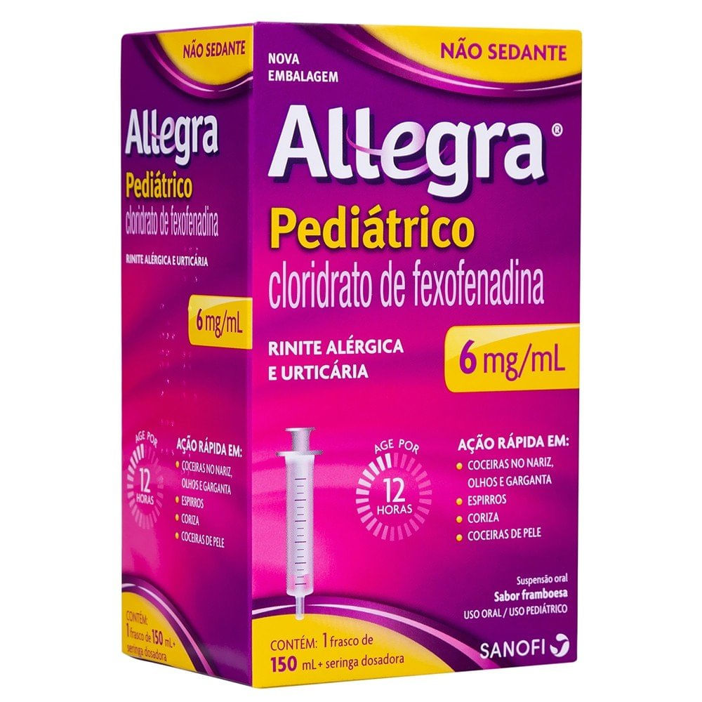 Allegra Pediátrico 6mg/mL Frasco com 150mL Sabor Framboesa