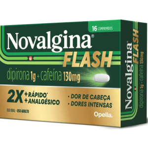 Novalgina Flash 1g + 130mg - Caixa com 16 Comprimidos