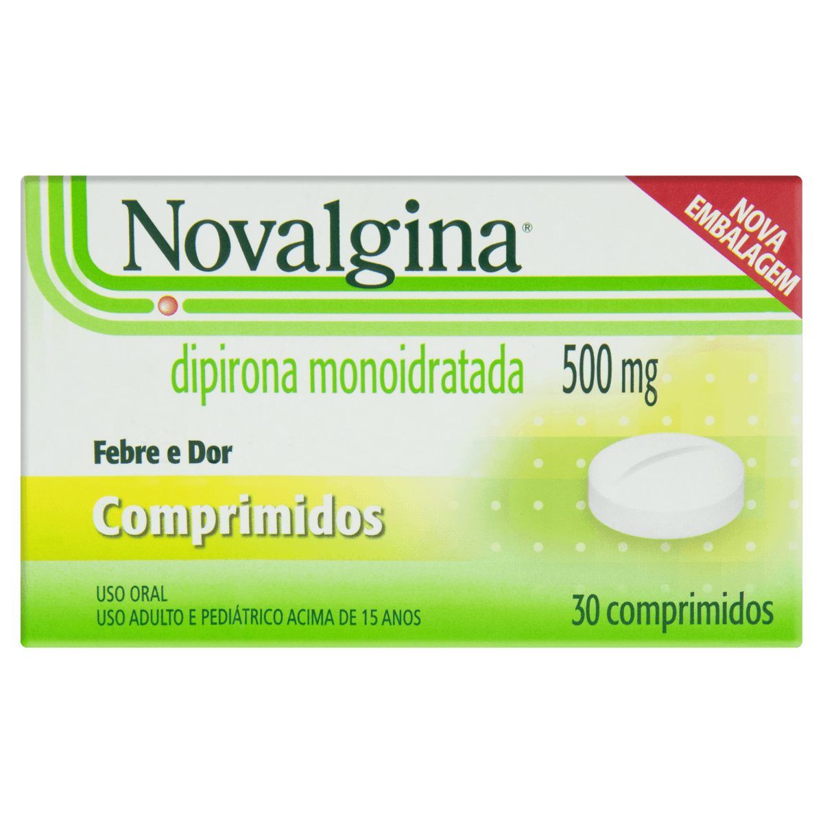 Novalgina 500mg Caixa com 30 Comprimidos