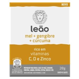 Chá Leão Vitamínico de Mel, Gengibre e Cúrcuma Caixa com 10 Sachês