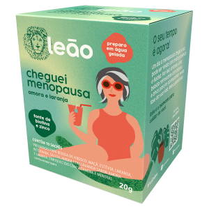 Chá Leão Fases Cheguei Menopausa Amora e Laranja Caixa com 10 Sachês