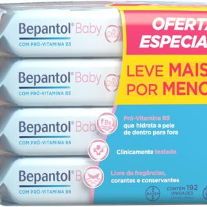 Kit Bepantol Baby Lenços Umedecidos com 192 unidades, Leve 4 Pacotes e Pague 3