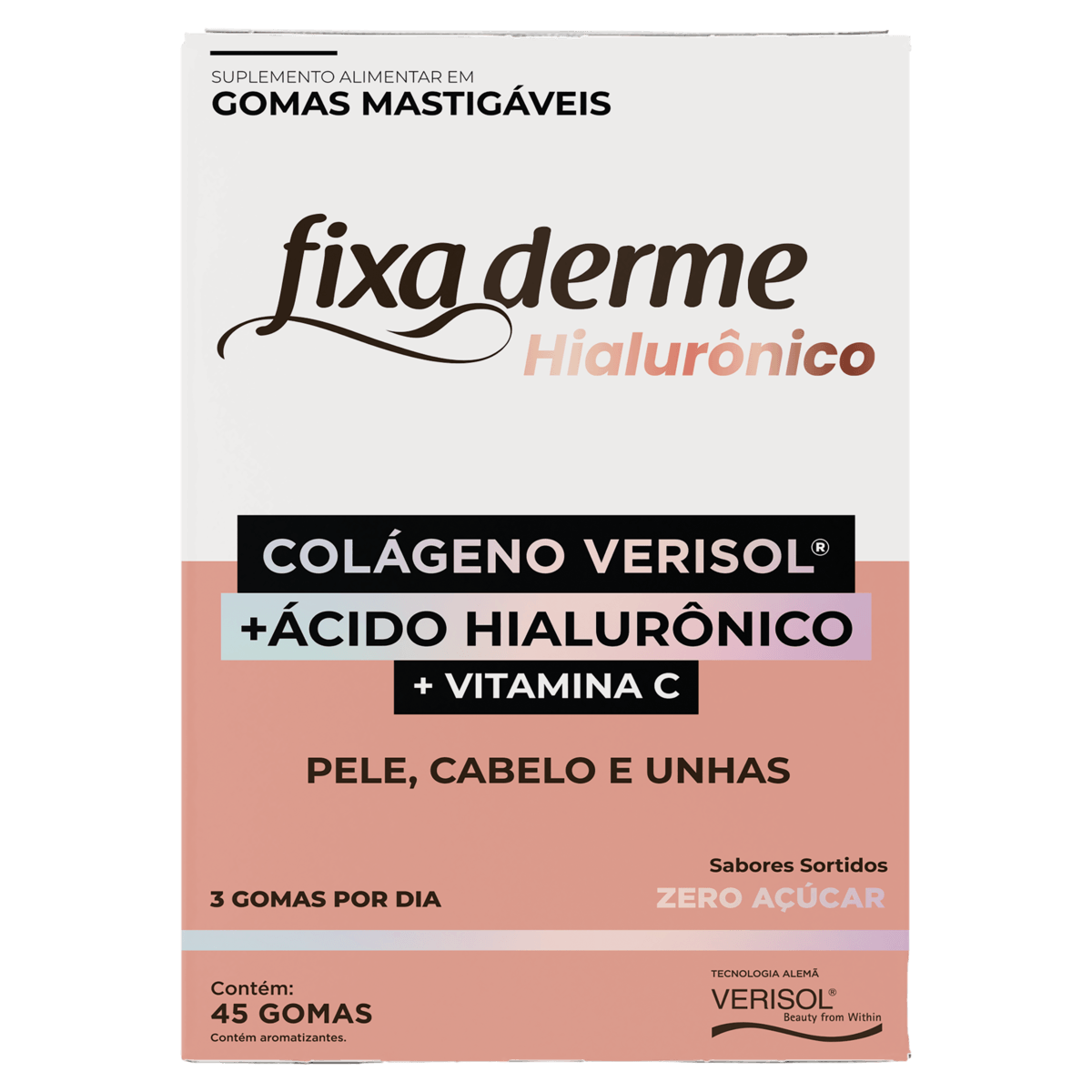 Fixa Derme Hialurônico 15 Sachês com 3 Gomas Mastigáveis