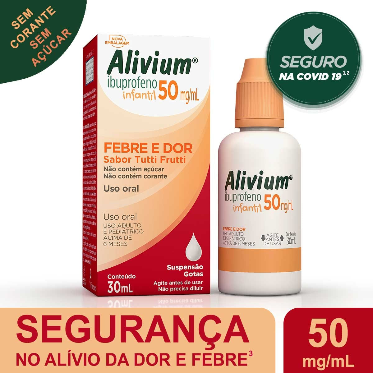 Alivium 200mg/mL Solução Oral (gotas) Frasco com 20mL Sabor Tutti-Frutti