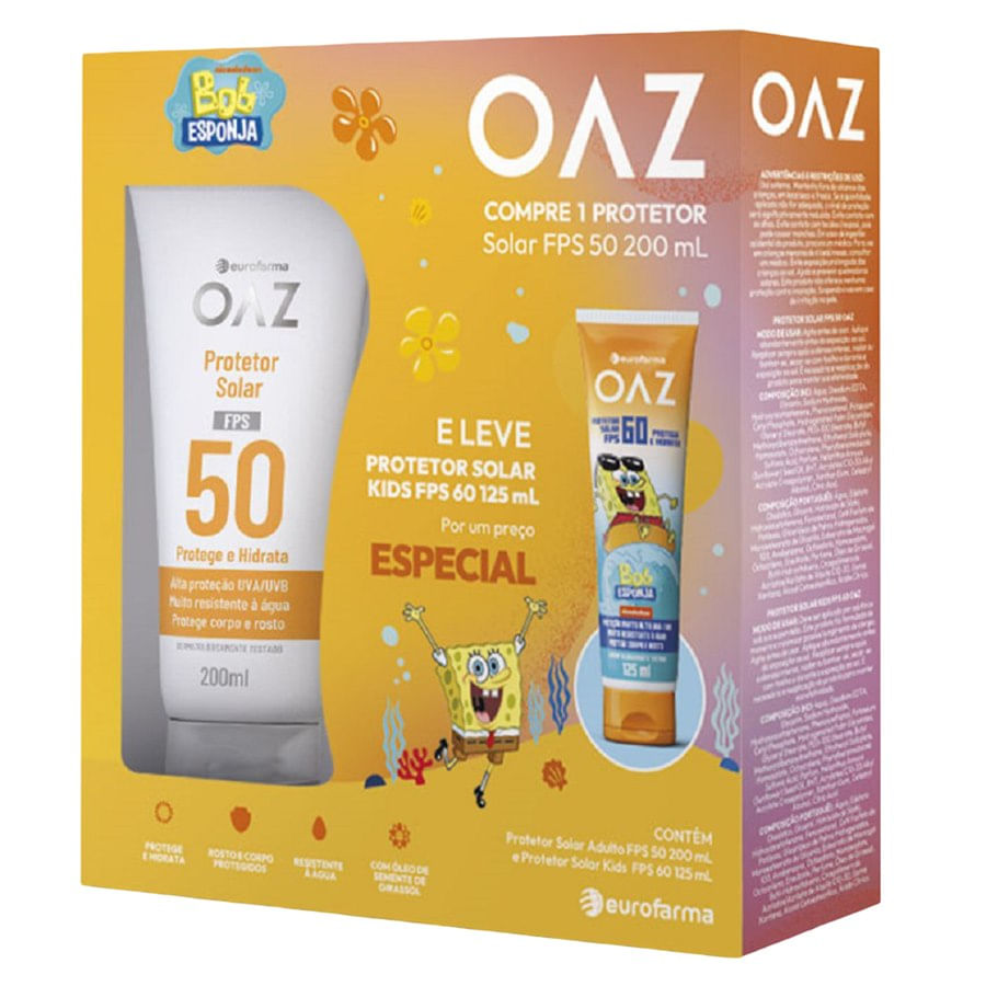 Kit Protetor Solar FPS50 200mL + Protetor Solar Infantil FPS60 125mL OAZ