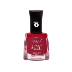 Esmalte Risqué Diamond Gel Vermelho Cereja Hipoalergênico 9,5mL