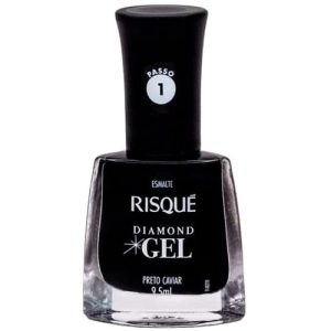 Esmalte Cremoso Risqué Diamond Gel preto caviar