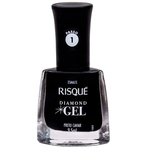 Esmalte Cremoso Risqué Diamond Gel preto caviar