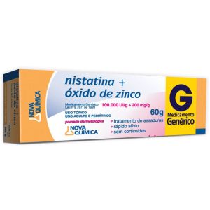 Nistatina + Óxido de Zinco 100000mg/g + 200UI/g Pomada Dermatológica - Bisnaga com 60 g