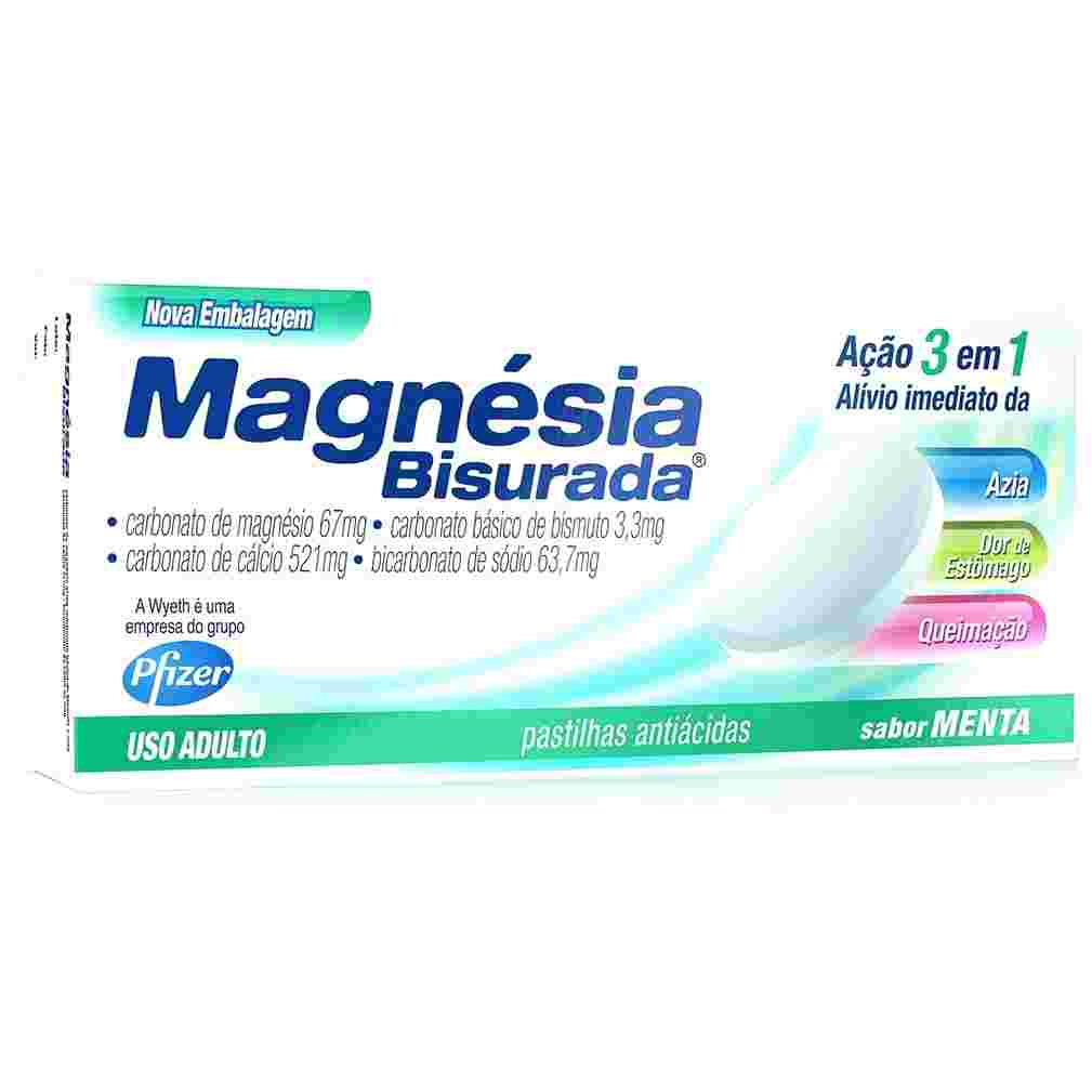 Magnésia Bisurada 63.7mg + 3.3mg + 521mg + 67mg Pastilha - Blíster com 10 Pastilhas