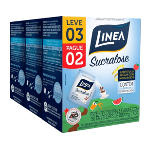 Adocante Linea Sucralose Pó, 150 sachês, Leve 3 e Pague 2
