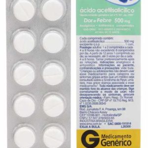 Ácido Acetilsalicílico 500mg Comprimido - Blíster com 10 Comprimidos